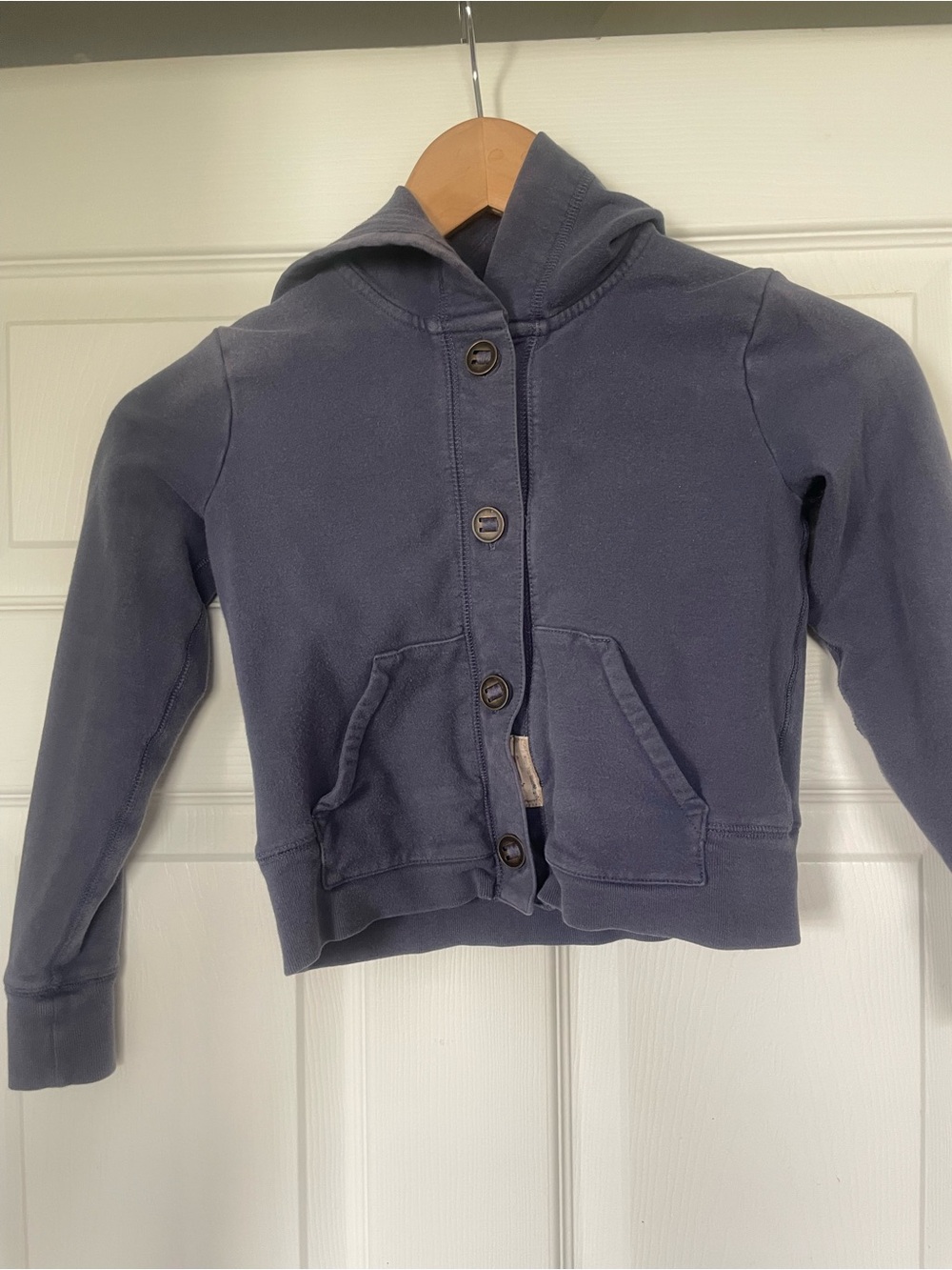 Little Kid Hooded Button-Front Jacket in Slate Blue